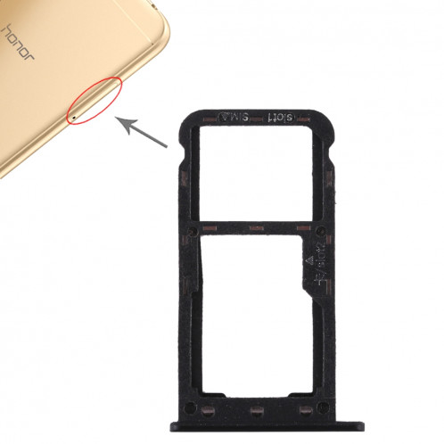 Bac Carte SIM + Bac Carte SIM / Carte Micro SD pour Huawei Enjoy 7 (Noir) SH506B1414-36