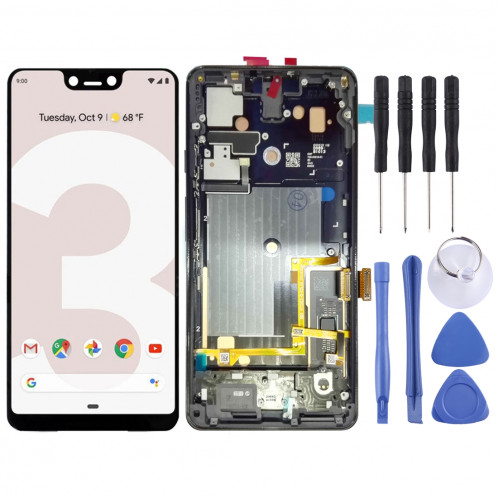 Ecran LCD et assemblée complète du numériseur avec cadre pour Google Pixel 3 XL (noir) SH154B1459-36