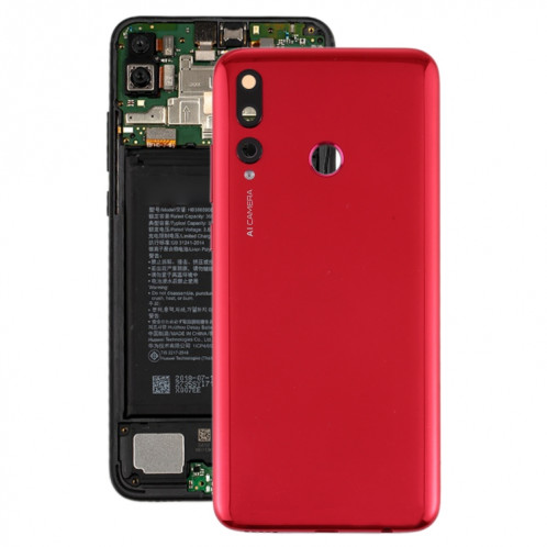 Cache arrière de batterie d'origine avec cache d'objectif d'appareil photo pour Huawei P Smart + 2019 (rouge) SH40RL1113-36