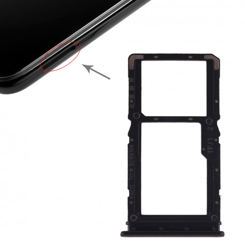 Plateau pour carte SIM + Plateau pour carte SIM / Plateau pour carte Micro SD pour Xiaomi Redmi Note 7 (Noir) SH218B1457-35