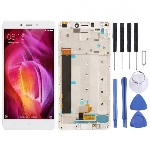 Ecran LCD et assemblée complète de numérisation avec cadre pour Xiaomi Redmi Note 4 (Blanc) SH219W41-36