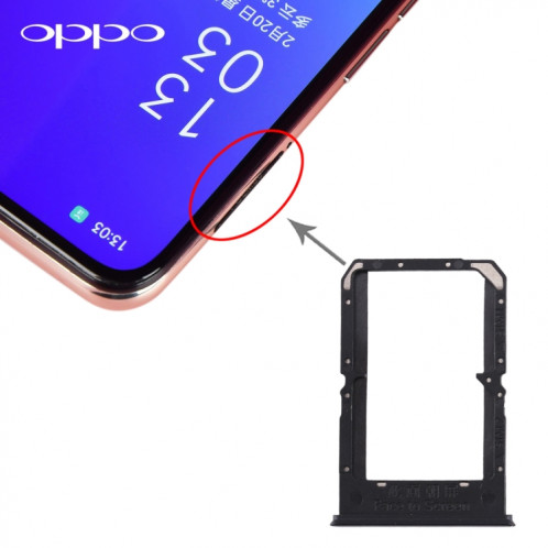 Plateau de la carte SIM + plateau de la carte SIM pour OPPO Reno3 (noir) SH489B1844-35