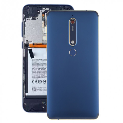 Cache arrière de la batterie avec lentille de l'appareil photo et touches latérales et capteur d'empreintes digitales pour Nokia 6.1 / 6 (2018) / 6 (2e génération) (bleu) SH29LL286-36