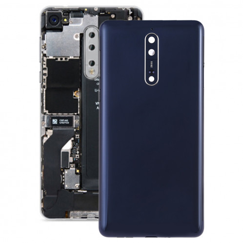 Cache arrière de la batterie avec objectif et touches latérales pour Nokia 8 (bleu) SH31LL1875-36