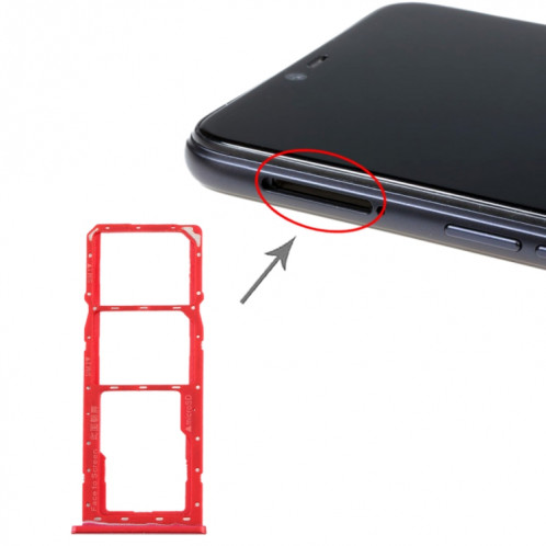 Plateau de la carte SIM + plateau de la carte SIM + plateau de la carte Micro SD pour Realme 2 (rouge) SH546R1121-35