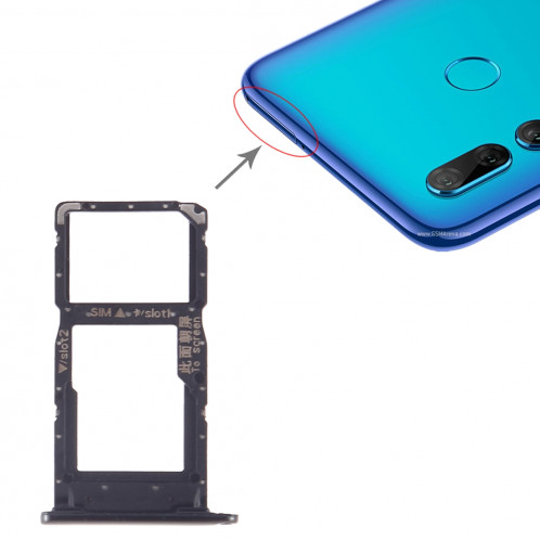 Plateau pour carte SIM + Plateau pour carte SIM / Plateau pour carte Micro SD pour Huawei P Smart + 2019 (Noir) SH645B1315-35