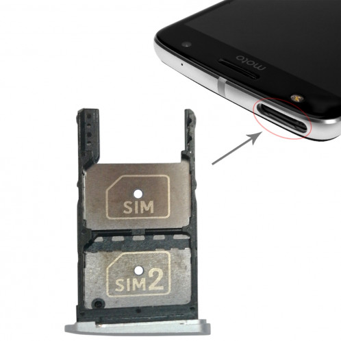 2 Plateau pour carte SIM + Plateau pour carte Micro SD pour Motorola Moto Z Play (Argent) SH710S1331-36