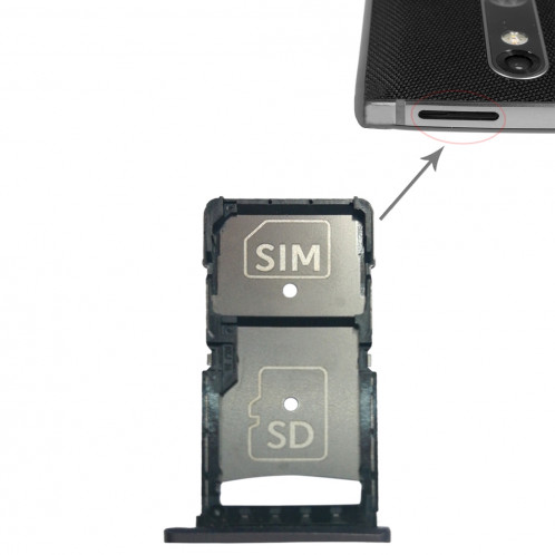 Bac à carte SIM + bac à carte Micro SD pour Motorola Droid Turbo 2 / XT1585 (Gris) SH796H612-31