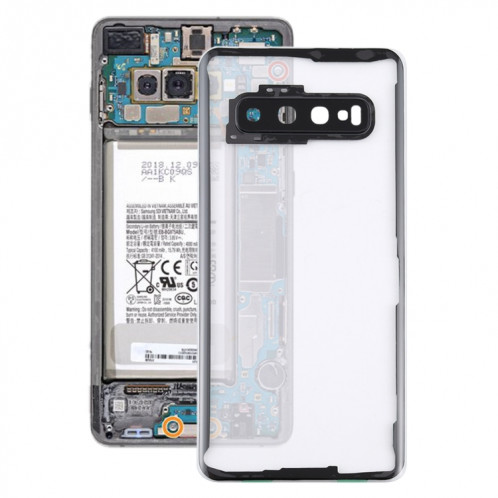 Pour Samsung Galaxy S10 G973F/DS G973U G973 SM-G973 couvercle arrière de batterie transparent avec couvercle d'objectif d'appareil photo (transparent) SH02TL317-36