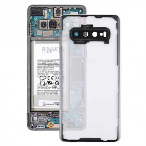 Pour Samsung Galaxy S10 + SM-G9750 G975F Couvercle arrière de batterie transparent avec couvercle d'objectif d'appareil photo (transparent) SH03TL1144-36