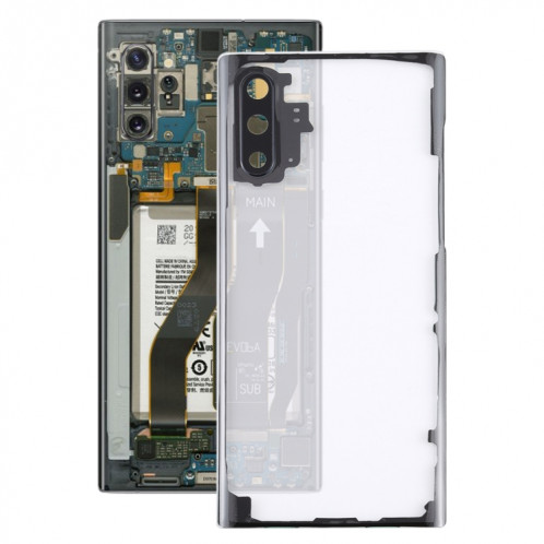 Pour Samsung Galaxy Note 10 N970 N9700 Couvercle arrière de batterie transparent avec couvercle d'objectif d'appareil photo (transparent) SH08TL1995-36
