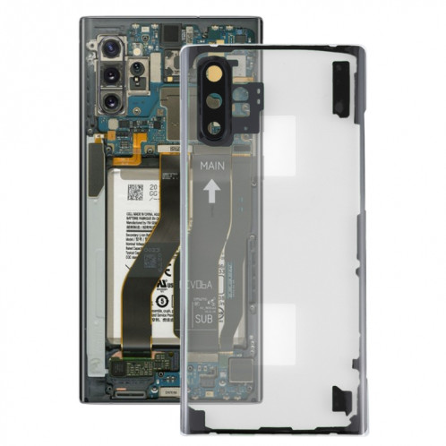 Pour Samsung Galaxy Note 10+ N975 N9750 Couvercle arrière de batterie transparent avec couvercle d'objectif d'appareil photo (transparent) SH10TL869-36