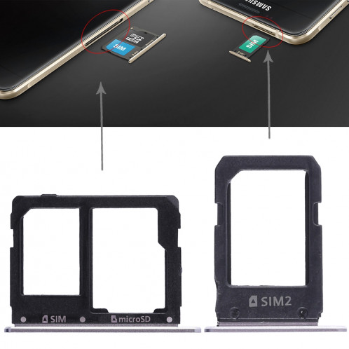 2 Plateau de carte SIM + Micro SD Card Plateau pour Galaxy A5108 / A7108 (Gris) SH457H1569-36
