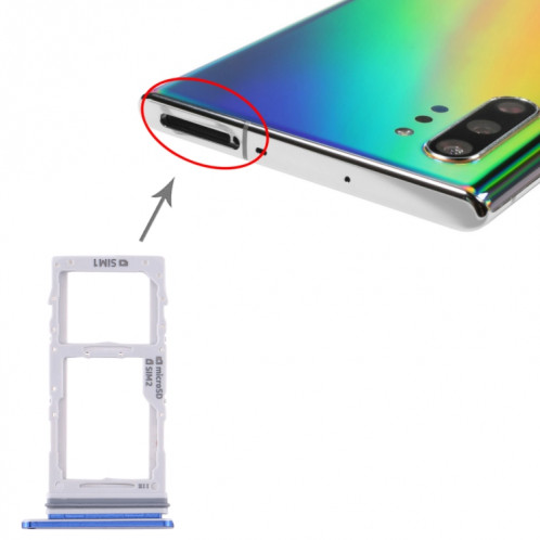 Pour Samsung Galaxy Note10 + plateau de carte SIM + plateau de carte SIM/plateau de carte Micro SD (bleu) SH513L624-34