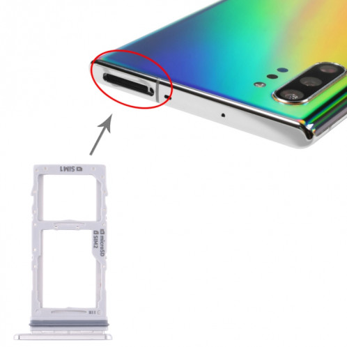 Pour Samsung Galaxy Note10+ Plateau de carte SIM + Plateau de carte SIM / Plateau de carte Micro SD (Blanc) SH513W1879-34