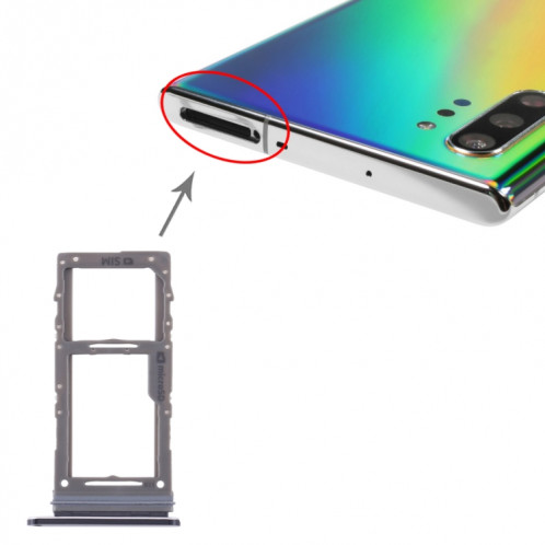 Pour Samsung Galaxy Note10 + plateau de carte SIM/plateau de carte Micro SD (noir) SH514B1461-34