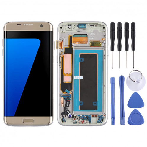 Ecran LCD et assemblage complet du numériseur (matériau Oled) (avec cadre / port de charge Câble flexible / bouton d'alimentation Câble flexible / Bouton volume pour câble) pour Galaxy S7 Edge / G935F / G935FD SH89JL1307-36