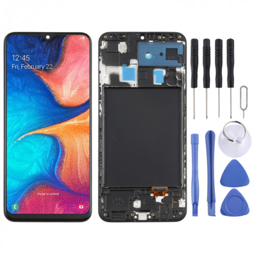 Écran LCD Super AMOLED d'origine pour assemblage complet de numériseur Galaxy A20 avec cadre SH1351243-36