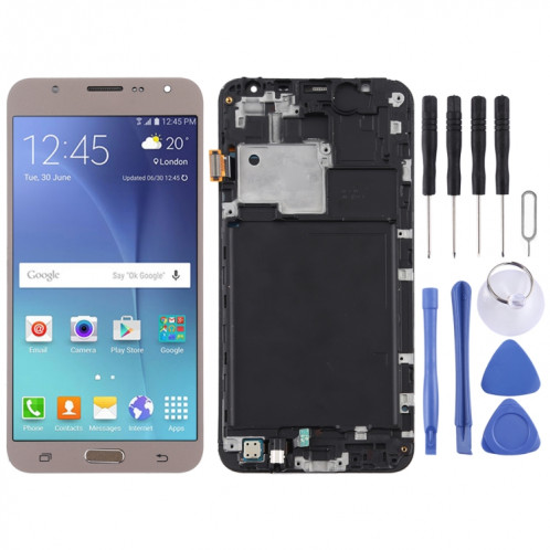 Écran LCD TFT pour Galaxy J7 (2015) / J700F Digitizer Assemblage complet avec cadre (Or) SH71JL364-36