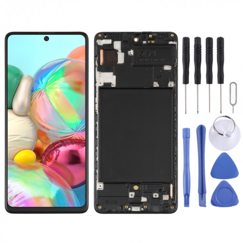 Écran LCD Super AMOLED d'origine pour Galaxy A71 Digitizer Assemblage complet avec cadre (Noir) SH426B1258-36