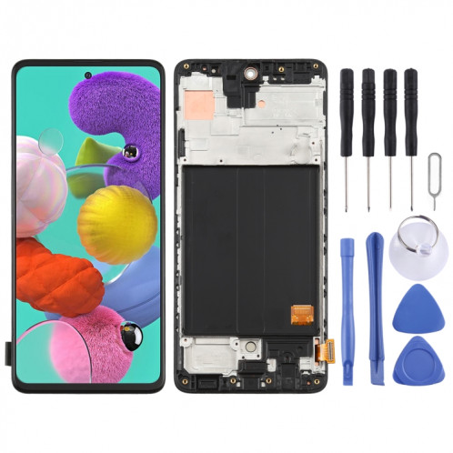 Écran LCD Super AMOLED d'origine pour Galaxy A51 4G Digitizer Full Assembly avec cadre (Noir) SH428B1347-36