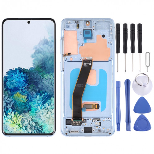 Écran LCD AMOLED dynamique d'origine pour Samsung Galaxy S20 4G SM-G980 Assemblage complet du numériseur avec cadre (Bleu) SH429L1425-35