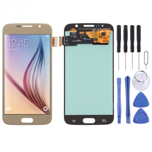 Écran LCD OLED pour Samsung Galaxy S6 avec assemblage complet du numériseur (Or) SH76JL404-36