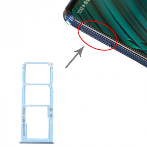 Pour Samsung Galaxy A51 / A515 Plateau de carte SIM + Plateau de carte SIM + Plateau de carte Micro SD (Bleu) SH710L1117-34