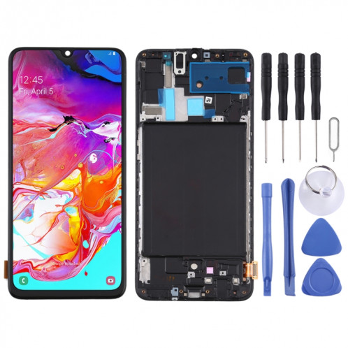 Écran LCD TFT pour Samsung Galaxy A70 Assemblage complet du numériseur avec cadre, ne prenant pas en charge l'identification des empreintes digitales (Noir) SH735B0-36