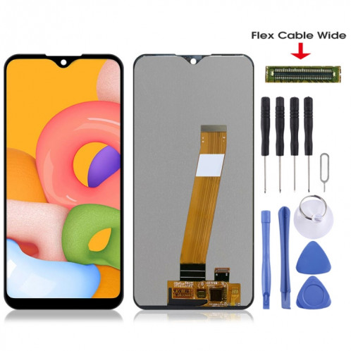 Écran LCD PLS TFT d'origine (câble flexible large) pour Samsung Galaxy A01 (noir) SH758B296-38