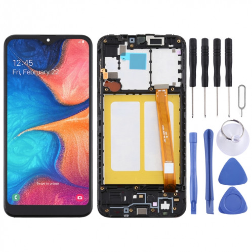 Écran LCD TFT pour Samsung Galaxy A20e Assemblage complet du numériseur avec cadre (Noir) SH770B1465-36