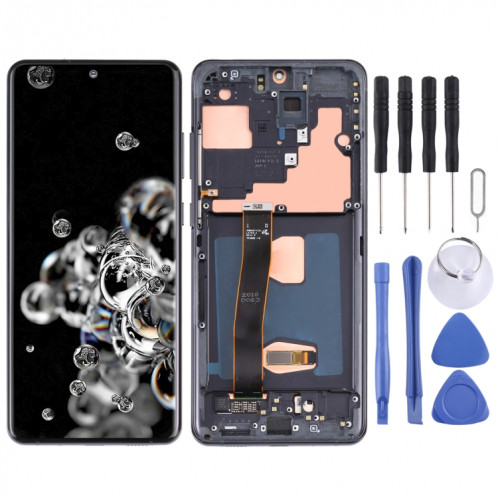 Écran LCD Super AMOLED d'origine pour Samsung Galaxy S20 Ultra 4G/S20 Ultra 5G Digitizer Assemblage complet avec cadre (Noir) SH1794678-35