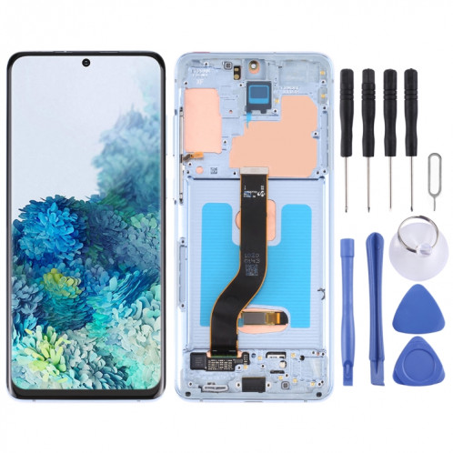 Écran LCD Super AMOLED d'origine pour Samsung Galaxy S20+ 5G SM-G986B/G985 Assemblage complet du numériseur avec cadre (Bleu) SH795L1258-35