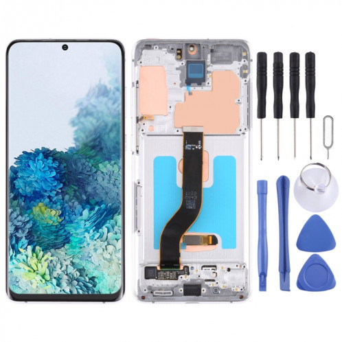 Écran LCD Super AMOLED d'origine pour Samsung Galaxy S20+ 5G SM-G986B/G985 Assemblage complet du numériseur avec cadre (Argent) SH795S1640-35