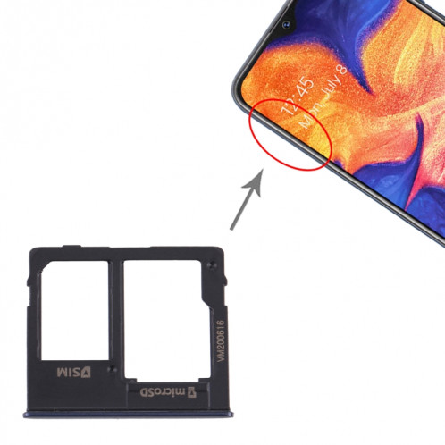 Pour Samsung Galaxy A10e plateau de carte SIM + plateau de carte Micro SD (noir) SH998B1567-34
