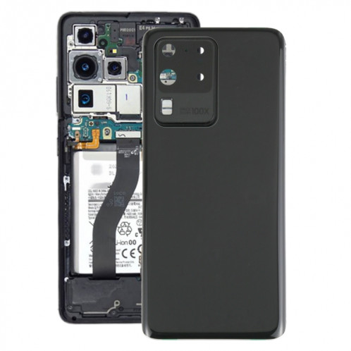 Coque arrière de batterie pour Samsung Galaxy S20 Ultra avec cache d'objectif d'appareil photo (noir) SH77BL1440-36