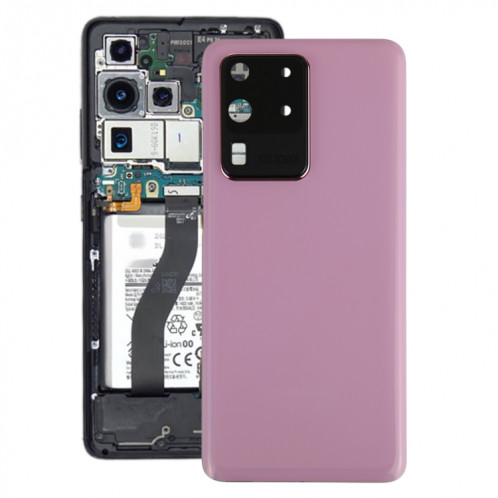 Coque arrière de batterie pour Samsung Galaxy S20 Ultra avec cache d'objectif d'appareil photo (rose) SH77FL393-36
