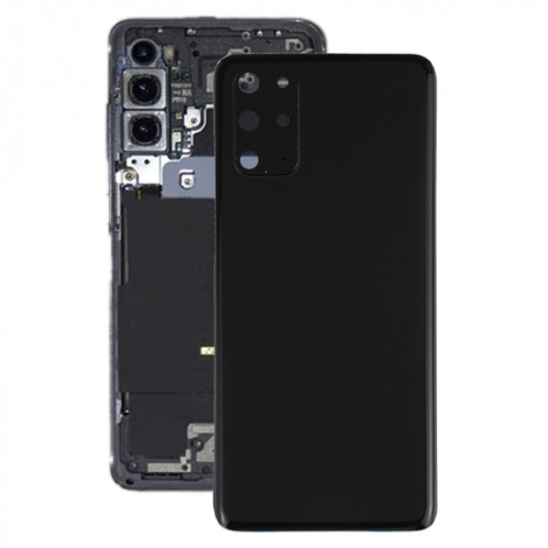 Coque arrière de batterie pour Samsung Galaxy S20+ avec cache d'objectif d'appareil photo (noir) SH80BL609-36