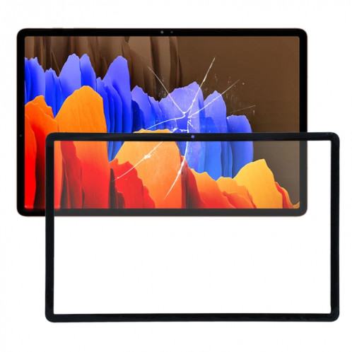 Pour Samsung Galaxy Tab S7 + SM-T970 Lentille en verre extérieure de l'écran avant (noir) SH387B1750-36