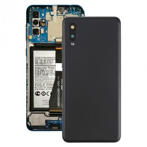 Coque arrière de batterie pour Samsung Galaxy A02 avec cache d'objectif d'appareil photo (noir) SH29BL586-36