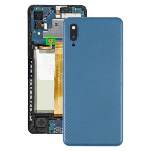 Coque arrière de batterie pour Samsung Galaxy A02 avec cache d'objectif d'appareil photo (bleu) SH29LL1431-36