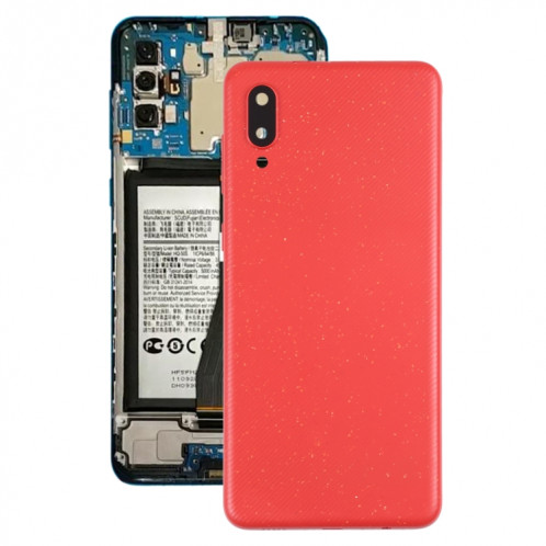 Coque arrière de batterie pour Samsung Galaxy A02 avec cache d'objectif d'appareil photo (rouge) SH29RL714-36