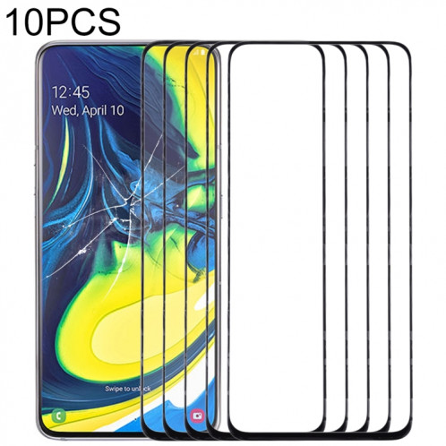 Pour Samsung Galaxy A90 / A80 10pcs Lentille en verre extérieure de l'écran avant (Noir) SH509B381-36