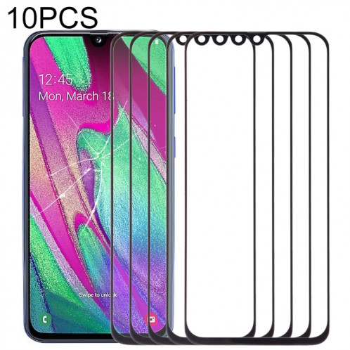 Pour Samsung Galaxy A40 10pcs Lentille en verre extérieure de l'écran avant (Noir) SH510B765-36