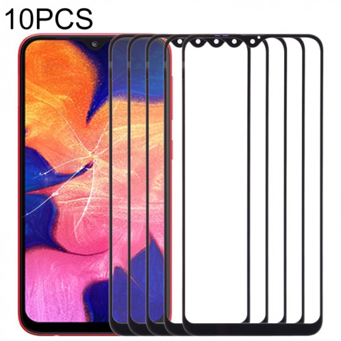 Pour Samsung Galaxy A10 10pcs Lentille en verre extérieure de l'écran avant (Noir) SH514B758-36