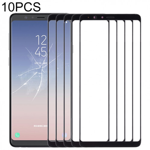 Pour Samsung Galaxy A8 Star / A9 Star 10pcs Lentille en verre extérieure de l'écran avant (Noir) SH517B668-36