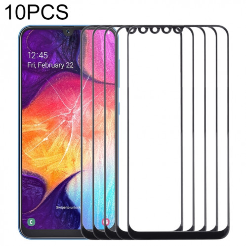 Pour Samsung Galaxy A50 / A30 / M30 / A4S 10pcs Lentille en verre extérieure de l'écran avant (Noir) SH518B1276-36