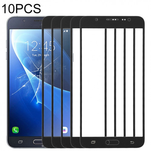 Pour Samsung Galaxy J7 (2016), J710F, J710FN, J710M/MN, J7108 10pcs lentille extérieure en verre d'écran avant (noir) SH24BL335-36