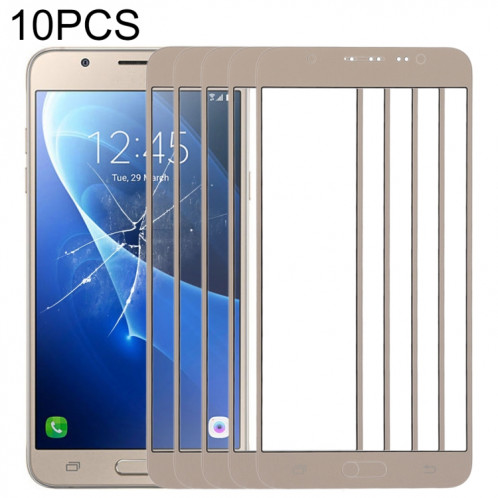 Pour Samsung Galaxy J7 (2016), J710F, J710FN, J710M/MN, J7108 10pcs lentille extérieure en verre d'écran avant (or) SH24JL85-36