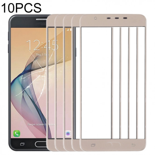 Pour Samsung Galaxy J7 Prime, On7 (2016), G610F, G610F/DS, G610F/DD, G610M, G610M/DS, G610Y/DS 10pcs lentille extérieure en verre d'écran avant (or) SH26JL338-36